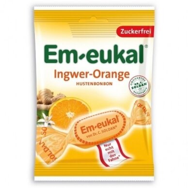 Em-eukal® IMBIERŲ ir APELSINŲ skonio pastilės su vitaminu C ir saldikliais