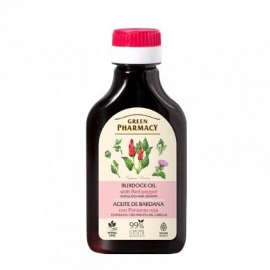 GREEN PHARMACY aliejus plaukams varnalėšų su raudonaisiais pipirais plaukų augimui, 100 ml