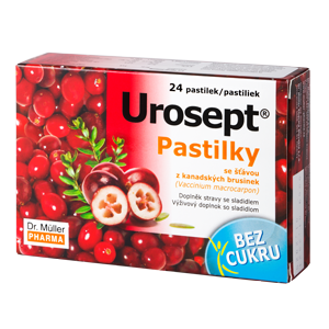 Maisto papildas   UROSEPT®  PASTILĖS. 24 pastilės. BE CUKRAUS. Su saldikliais.