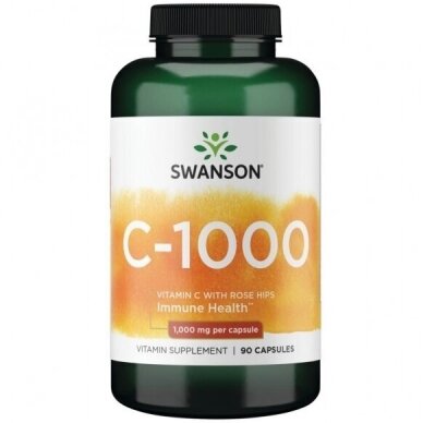 Maisto papildas SWANSON VITAMINAS C SU ERŠKĖTUOGĖMIS 1000mg 90 kaps.