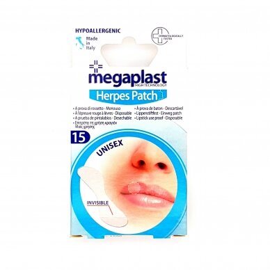 Megaplast Herpes Hipoalerginis pleistras nuo lūpų puslelinės 15vnt