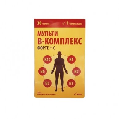 Multi B kompleksas Forte + vitaminas C, 30 tabl.