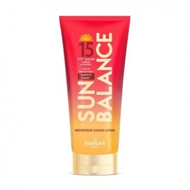 SUN BALANCE įdegio losjonas atsparus vandeniui SPF15, 150 ml Geriausia iki pabaigos:03.2025