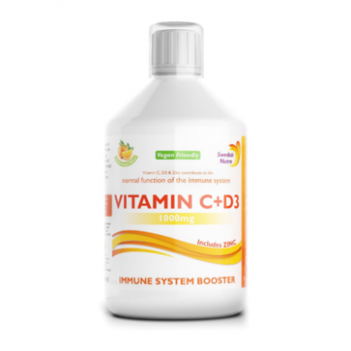 Swedish Nutra Vitaminų C +D3 papildai, 500 ml.